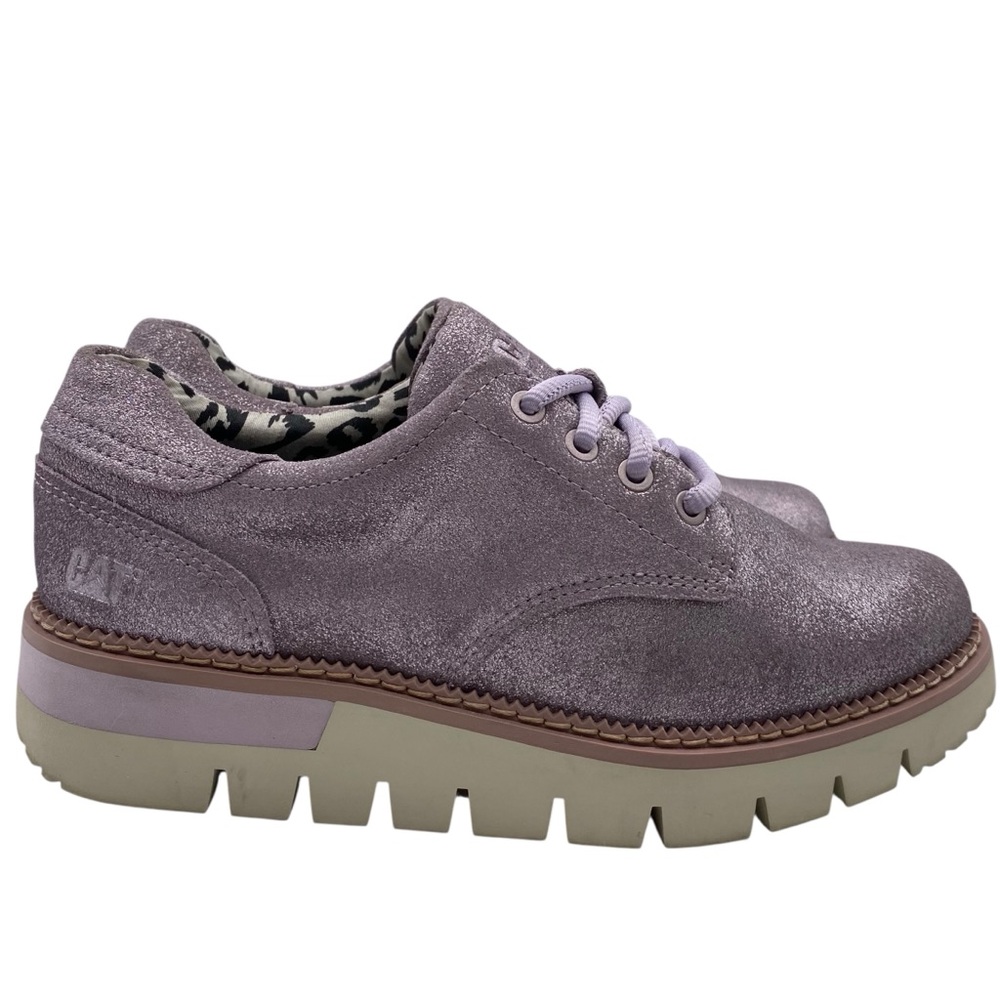 CAT Brand Womens Shoes Leather Platform Oxford Sz 6 Purple Chunky Preppy Modern - Picture 3 of 15